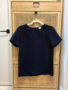Jcrew navy blue and black round neck Short Sleeve Blouse size 4